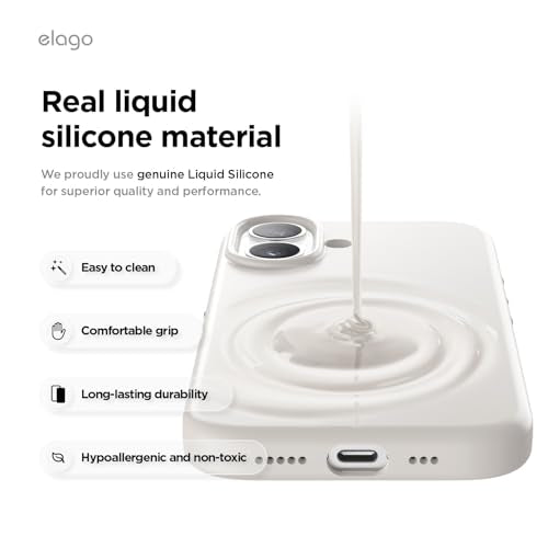 elago Premium Magnetic Silicone Case for iPhone 17 Stone | Compatible with MagSafe, Liquid Silicone Material, Protection, Shockproof, Slim Phone (Stone) - color: Stone, size: iPhone 17