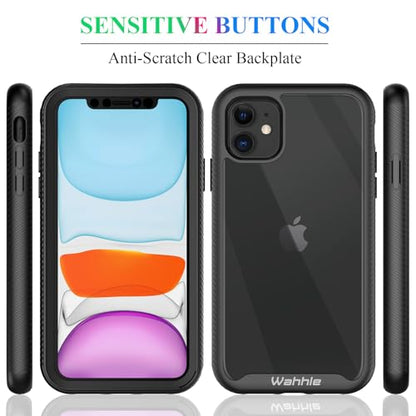 Compatible with iPhone 11 Case, Built in Screen Protector Full Body Shockproof Slim Fit Bumper Protective Phone Cover 6.1'' Men Women-Black/Clear - size: iPhone 11