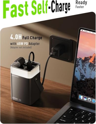 65W Power Bank 40000mAh Laptop Portable Charger Battery Pack - Black - color: Midnight Black