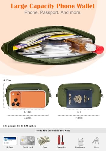 takyu Phone Strap Crossbody with Detachable RFID Wallet Forest Green - color: Forest Green