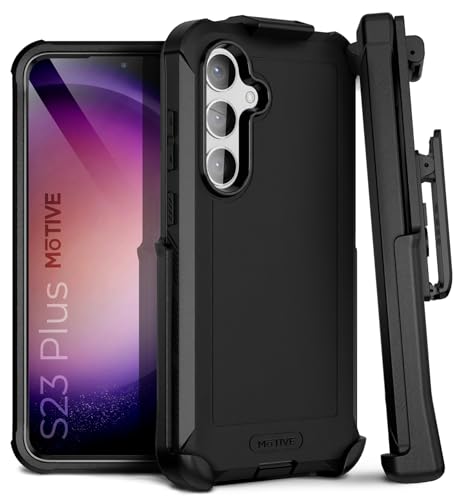 MOTIVE Heavy Duty Case for Samsung Galaxy s23 Plus, Belt Clip | 6.6" | Bunker Series, Military Grade Multi-Layer Protection, PC/TPU Build, Sealed Port Cover, 20 ft Drop tested - size: S23 Plus