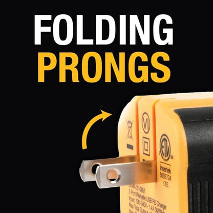 DEWALT Heavy Duty NeverBlock USB Charger, Angled Dual Port 12W Wall Charger - size: 12 W