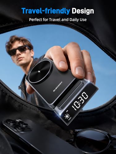3 in 1 Charging Station for Apple, Travel Wireless Charger with Clock - color: Grey