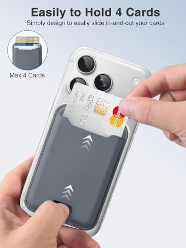 TopMade for MagSafe Wallet, Strongest Magnetic Phone Wallet, 4 Cards Holder - color: Deep Gray