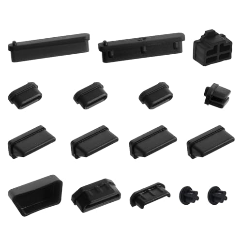16 Pcs 10 Types USB Cover, Silicone USB Port Cover Dust Plug Mobile Dustproof Plugs for USB-A Female, Type-C Cap, 3.5mm Headphone Jack, SD, VGA, DP, RJ45 Ethernet Protector Stoppers