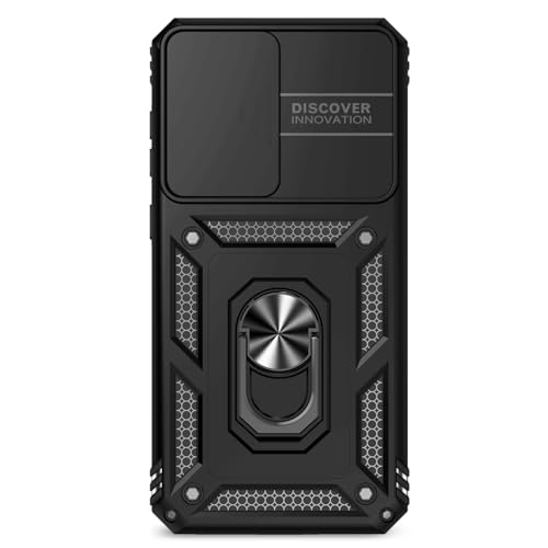 for Samsung Galaxy A36 5G Case with Slide Camera Cover HD Screen Protector [Military Grade 16ft. Drop Tested] Magnetic Ring Holder Kickstand Protective Phone Case for Galaxy A36 5G 2025, Black - color: Black w/ Slide Camera 2nd gen. Military Grade