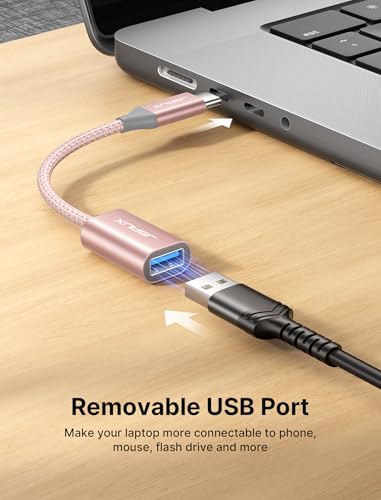 JSAUX USB C to USB 3.0 Adapter [2 Pack], USB C Male to USB Female OTG Cable Adapter Compatible with MacBook Pro/Air, iPhone 17 Pro Max/iPhone Air/16e/16/15 Series, Samsung Galaxy S25/S24/S23-Pink - color: Pink