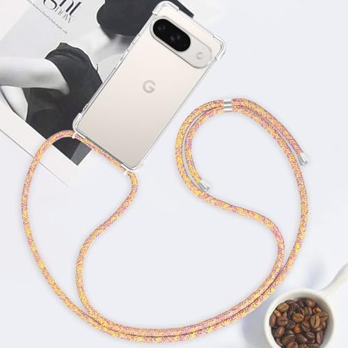 for Google Pixel 9 Lanyard Case Clear Adjustable Cord Neck Shoulder Crossbody Strap Mobile Cover Transparent Durable Soft Cover Women Shockproof Protective Phone Case for Pixel 9 - Rainbow - size: for Google Pixel 9