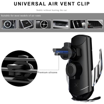 Wireless Car Charger, 15W Fast Charging Air Vent Mount Auto-Clamping Phone Holder, Automotive Electric Induction Charger 360° Rotating Magnetic Vent Mount Bracket for Smartphones (Black) - color: Black