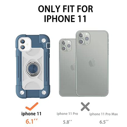 MARKILL Compatible with iPhone 11 Case 6.1 Inch with 360°Rotate Ring Stand, Military Grade Drop Protection Full Body Rugged Heavy Duty Case 3 in 1 Protective Cover Blue - color: Blue, size: iPhone 11 6.1"