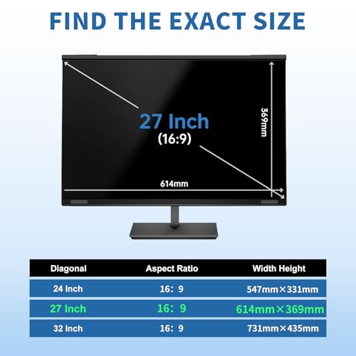 Magnetic 27 Inch Hanging Computer Privacy Screen for 16:9 Monitors