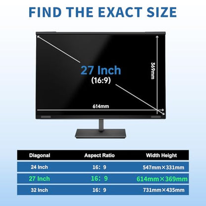 Magnetic 27 Inch Hanging Computer Privacy Screen for 16:9 Monitors