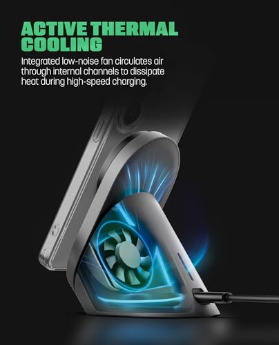 Qi2.2 Certified Magnetic Charging Stand for Samsung [25W] Compatible with MagSafe, Super-Fast Wireless Desktop Phone Charger for S26 Ultra S25 Plus Adapter Included [Active-Cooling Technology]