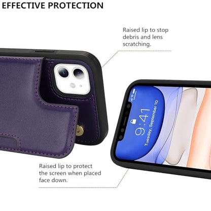 iCoverCase Compatible with iPhone 11 Case with Card Holder, Wallet Phone Case for Women Men RFID Blocking PU Leather Protective Case 6.1 Inch (Dark Purple) - color: Dark Purple