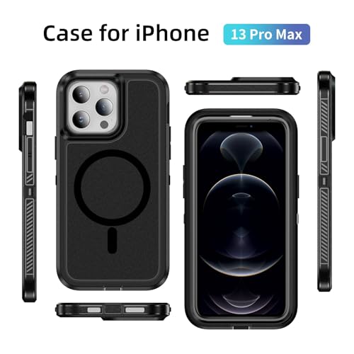 Magnetic for iPhone 13 Pro Max Case, Compatible with MagSafe, Shockproof Dustproof Drop Proof, Military Grade Double Layer Protection, Black - color: Magnetic Black, size: iPhone 13 PRO MAX
