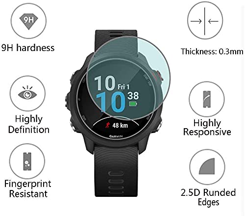 Compatible for Garmin Forerunner 55 Screen Protector with Case, Lamshaw (2+1Pack) Tempered Glass Film Full Coverage + Soft TPU Protective Case Compatible for Garmin 55 Smartwatch