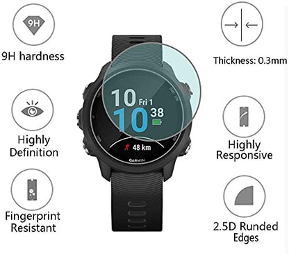 Compatible for Garmin Forerunner 55 Screen Protector with Case, Lamshaw (2+1Pack) Tempered Glass Film Full Coverage + Soft TPU Protective Case Compatible for Garmin 55 Smartwatch