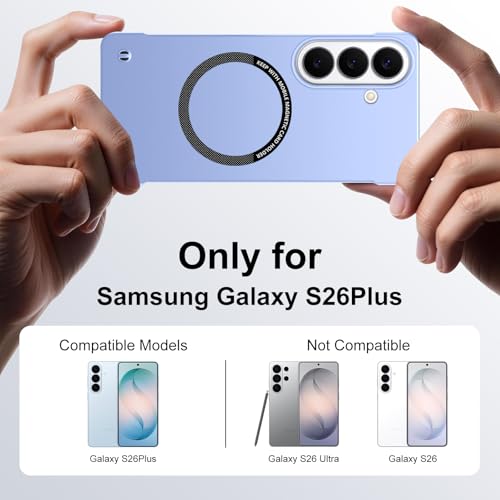Frameless Slim Case for Samsung Galaxy S26 Plus, Silky Touch, Hard PC Matte Back, Exposed Sides Compatible with Mag-Safe, Anti-Scratch Shockproof Protective Cover for Samsung S26 Plus 5G (Purple) - color: Purple