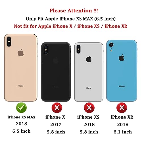 for iPhone XS Max Case with Camera Lens Cover HD Screen Protector, Dual Layer Military Grade Drop Protection Magnetic Ring Holder Kickstand Protective Phone Case for iPhone XS Max 6.5 inch (Silver) - color: Silver with camera cover Military-Grade 2nd gen
