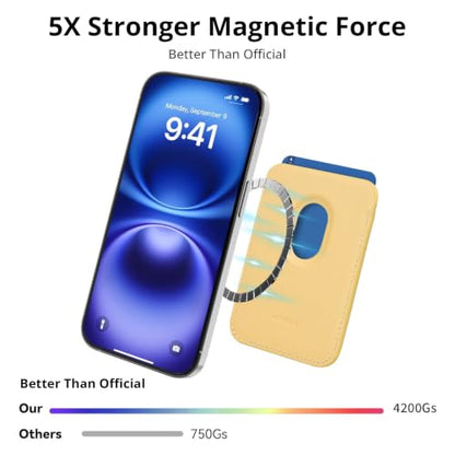 Magnetic Wallet Cell Phone Card Holder for Phone Case with Mag-Safe - color: Cream Yellow, size: 1 Pack