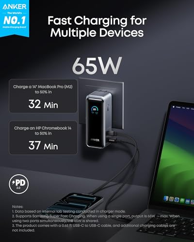 Anker Prime Power Bank, 9,600mAh 65W, Built-in AC Plug