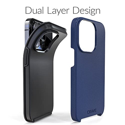 Crave Dual Guard for iPhone 14 Pro, Shockproof Protection Dual Layer Case for Apple iPhone 14 Pro (6.1") - Navy - color: Navy