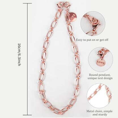 Phone Charm Detachable Metal Cellphone Wrist Strap for Women Girls, Cell Phone Lanyard - color: Aa-rose Gold