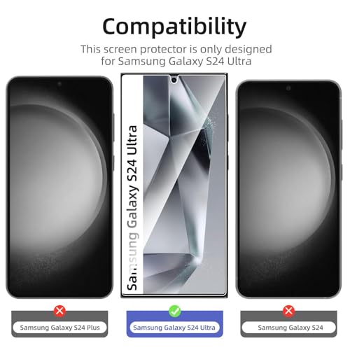 NEW'C for Samsung Galaxy S24 Ultra Screen Protector Tempered Glass - size: S24 Ultra 6.8 inches