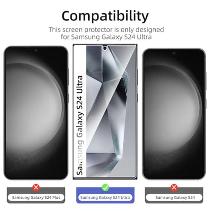 NEW'C for Samsung Galaxy S24 Ultra Screen Protector Tempered Glass - size: S24 Ultra 6.8 inches