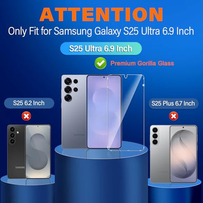 firtstnow 3 Pack for Samsung Galaxy S25 Ultra Screen Protector Tempered Glass + 3 Pack Camera Lens Protector, Military Grade Shatterproof, 9H Hardness, Fingerprint Unlock,Case Friendly 6.9 Inch