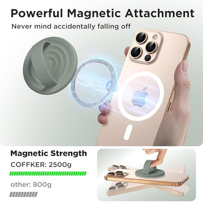 Magnetic Phone Grip for MagSafe, Silicone Ring Grip, Calke Green - color: Calke Green