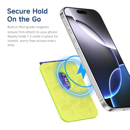 LoeoeL Magnetic Phone Wallet Compatible with Magsafe Wallet, Silicone ID Credit Card Holder Wallets for Back of Phone Pocket, Slim Thin Pouch Sleeve Mag Safe Wallets for iPhone Samsung, Neon Green - color: Neon Green