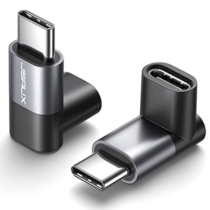 JSAUX 90 Degree USB C to USB C Adapter 2-Pack, 100W 40Gbps, Gray - color: Grey, size: Right Angle-2 Pack
