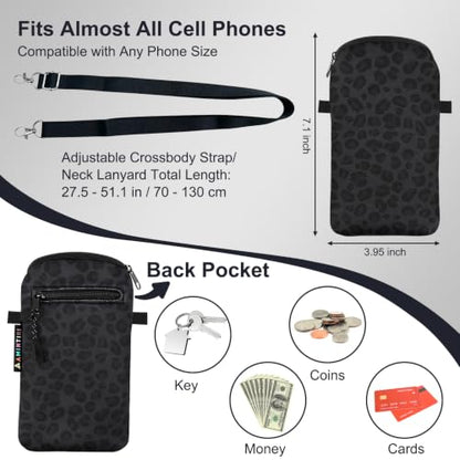 Lanyard Phone Holder Pouch, Phone Bag with Pocket for iPhone & Samsung - color: Black Panther