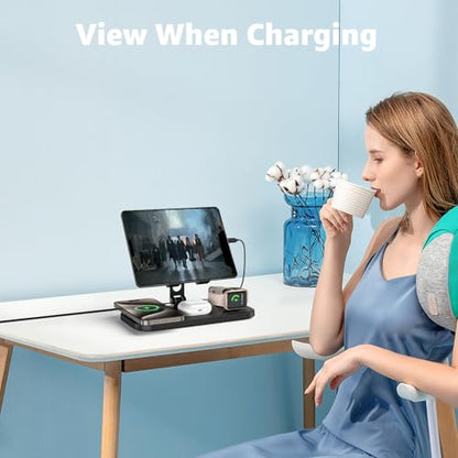 Wireless Charger 4 in 1 for Apple iPhone 17 Pro Max/16/15/14/13 Series, AirPods Pro 2, iPad Stand, Watch Charger for iWatch Series 10/9/8/7/6, Wireless Charging Station for Multiple Devices