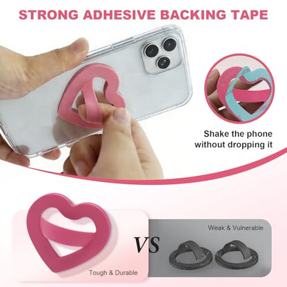 Silicone Loop Ring Grip Holder, Self-Adhesive Love Finger Loop Holder, Soft and Portable,Compatible Most Phone Models(Rose Pink)