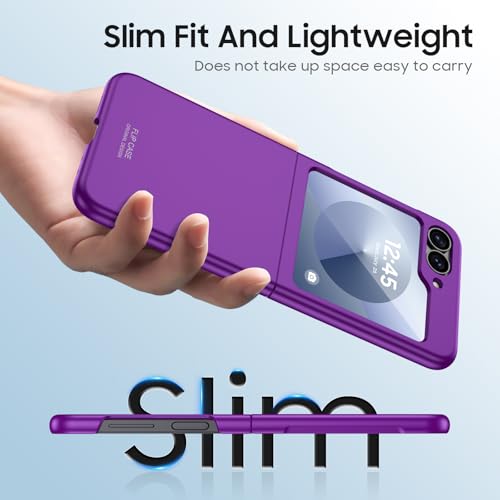 GooseBox for Samsung Galaxy Z Flip 6 Case with Screen Protection,Z Flip 6 Slim HD Clearly Case Ultra-Thin Anti-Scratch Shockproof Phone Case(Purple) - color: Flip6-Purple