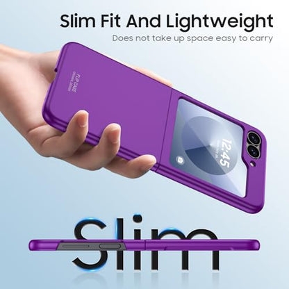 GooseBox for Samsung Galaxy Z Flip 6 Case with Screen Protection,Z Flip 6 Slim HD Clearly Case Ultra-Thin Anti-Scratch Shockproof Phone Case(Purple) - color: Flip6-Purple