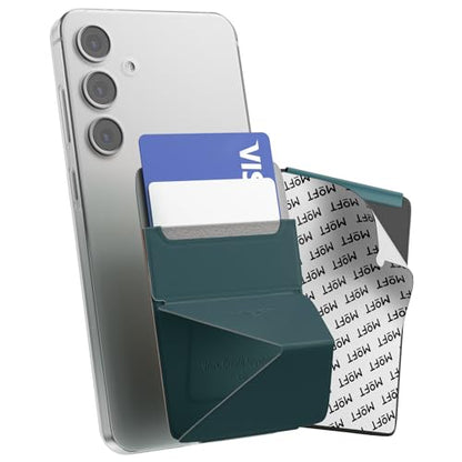 MOFT Phone Stand, Adhesive Card Holder Fits 2-3 Cards, Slim & Portable Leather Phone Wallet, 2 Viewing Angles, RFID Blocking, Compatible with iPhone, Galaxy and Most Smartphones - Jungle - color: Jungle