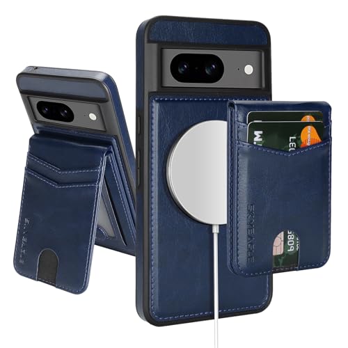 SkyEagle Compatible Magsafe 2 in 1 Detachable Google Pixel 8 Wallet Case with Card Holder Women Men,Magnetic PU Leather RFID Blocking Flip Kickstand Credit Slots,Phone Case for Pixel 8 6.2",Blue - color: Blue, size: Google Pixel 8 - 6.2"