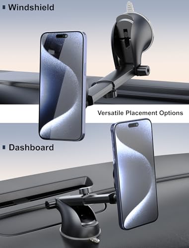 [2024 Upgraded Socket Car Phone Mount, [Extra Sticky, Non-Shaking] Multi-Functional Suction Cup Dashboard & Windshield Car Phone Holder for iPhone and All Smartphones with Socket Grip - style: Dashboard