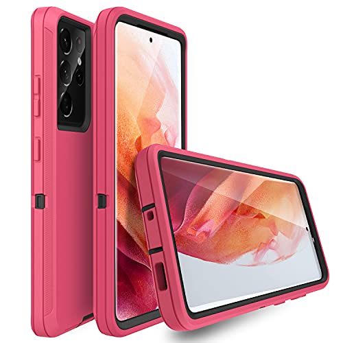 MXX Case Compatible with Galaxy S21 Ultra Case, 3-Layer Super Full Heavy Duty Body Bumper Cover/Shock Protection/Dust Proof, Designed for Samsung Galaxy S21 Ultra 5G 6.8 Inch 2021 (Pink/Black) - color: Pink/Black