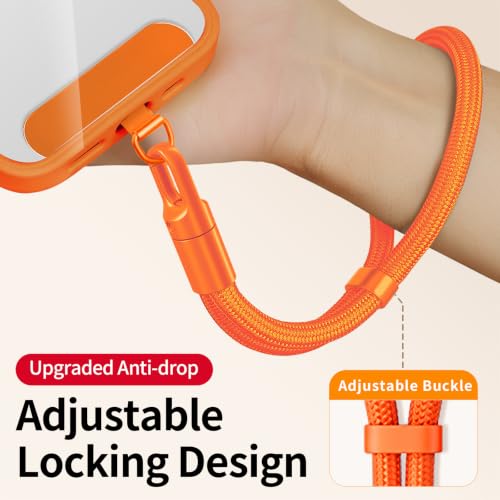 saxsion Lanyard for Phone, Self-Locking Phone Wrist Strap with 0.4mm Ultra-Thin Clip & 360° Hook, Anti-Drop and anti theft phone Strap(Orange) - color: Orange