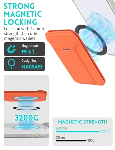 Cell Phone Wallet,Magsafe Wallet with Stand,Thin Wallet Lightweight - color: Orange