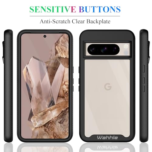Compatible with Google Pixel 8 Pro Case, Built in Screen Protector Full Body Shockproof Slim Fit Bumper Protective Phone Cover Men Women-Black/Clear - size: Google Pixel 8 Pro