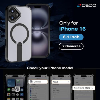 CEDO Magnetic Kickstand Case for iPhone 16, MagSafe Compatible Black - size: iPhone 16