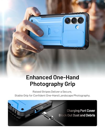 Poetic Revolution Case for Samsung Galaxy S26, [Slide Camera Cover], [20FT Mil-Grade Drop Tested], Full-Body Military Grade Rugged Dual-Layer Shockproof Cover with Kickstand, Light Blue - color: Light Blue, size: Galaxy S26