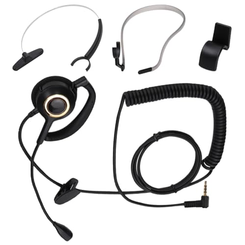 One Ear Mono Headphone, Call Center Headset with Mic Rear Mounted Noise Canceling Customer Service Headset 3.5mm Single Plug Telephone Headphone