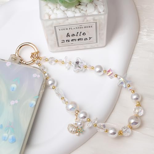 Beaded Phone Wrist Strap, Crystal Key chain Wristlet, Cute Purse Bag Charms - style: Style3