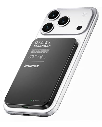 MOMAX Magnetic Wireless Power Bank, 10000mAh Slim 0.5" Portable Charger - color: Black, size: 10000 mAh